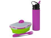 Smart Planet EC34KMSGP Collapsible Kids Meal Kit with Eco Squeez Bottle