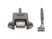Tripp Lite U024 001 5P PM 1 Foot USB 2.0 Hi Speed Panel Mount Cable 5 Pin Motherboard IDC to USB Type A F F