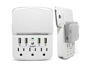 RND Wall Power Station includes 3 AC Plugs and 4 USB ports 4.8A total with Surge Protection and a slide out holder and shelf for iPhone Galaxy S Note LG