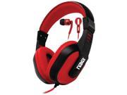 NAXA NE 934Red DJZ Ultra Plus Headphone Earbud Combo Red