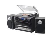 PyleHome Retro Vintage Bluetooth Wireless Streaming Turntable Speaker System with Vinyl to USB Recording Dual Cassette Decks CD Player AM FM Radio AUX I