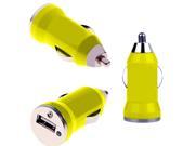 USB Mini Car Charger - Premium Universal USB Car Charger Power adapter for Smartphones & Tablets in Yellow Color