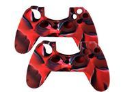 2 Pack For PS4 Sony Playstation 4 Game Controller Silicone Gel Rubber Camouflage Pattern Skin Case Cover Red