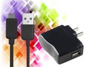 Black US Wall AC Charger Adapter + 6FT Micro USB Cable for Kindle Fire HD 7 Inc 8.9 Inc Tablet / Samsung Galaxy S2 / S3 / S4 / Galaxy Note Note 2 II - 2 In 1
