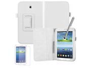 Leather Smart Case Cover for Samsung Galaxy Tab 3 P3200 P3210 7 Inch Tablet - Free Stylus and Screen Protector