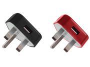 UK Plug AC Wall Power USB Adapter 3pin Charger For iPhone Tablet Phablet Smartphone - 2 Pack Red Black