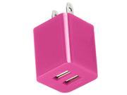 USB 2A 1A Power Adapter Dual USB Wall Charger For apple iPod Touch iPhone 4G 4S 3G 3GS 5 5S 5C iPad Tablets Cellphones - Hot Pink