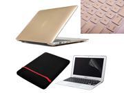 4 in 1 Accessory Pack For Macbook Air 13 A1466 A1369 Metallic Case With Keyboard Skin Screen Film Soft Sleeve Cover Pouch Metallic Gold
