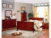 5PC Louis Phillipe King Size Cherry Finish Hardwood Sleigh Bedroom Set (King Bed+Dresser+Mirror+2 Night Stands)