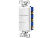 Cooper Wiring 7729W SP Decorative White Triple Switch Commercial