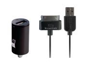 Iessentials Ipl pc bk Ipod r Car Charger With 30 pin Sync Cable