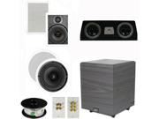 Theater Solutions 5.1 Home Theater 8 and 6.5 Speakers Set with Center 8 Powered Sub and More TS6W8CC51SET2