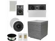 Theater Solutions 5.1 Home Theater 8 and 6.5 Speaker Set with Center 12 Powered Sub and More TS6W8CL51SET6