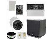 Theater Solutions 5.1 Home Theater 8 and 6.5 Speaker Set with Center 12 Powered Sub and More TS6W8CL51SET7