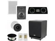 Theater Solutions 5.1 Home Theater 8 and 6.5 Speakers Set with Center 8 Powered Sub and More TS6C8WC51SET3
