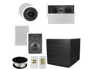 Theater Solutions 5.1 Home Theater 8 Ceiling and Wall Speaker Set with Center 15 Powered Sub and More TS80CWL51SET8