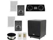 Theater Solutions 5.1 Home Theater 8 In Wall Speaker Set with Center 10 Powered Sub and More TS80WC51SET5