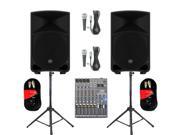 Mackie THUMP12 Powered 12 Loudspeakers Mixer Mics Cables and Stands 2000 Watts THUMP12SET7