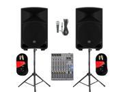 Mackie THUMP12 Powered 12 Loudspeakers Mixer Mic Cables and Stands 2000 Watts THUMP12SET6