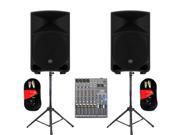 Mackie THUMP12 Powered 12 Loudspeakers Mixer Cables and Stands 2000 Watts THUMP12SET5
