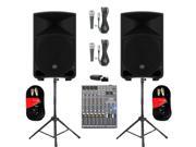 Mackie THUMP12 Powered 12 Loudspeakers Bluetooth Mixer Mics Cables and Stands 2000 Watts THUMP12SET7B