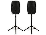 Acoustic Audio AA15U Powered 15 Speaker Pair 2000 Watts 2 Way USB MP3 Players and Stands AA15U PK2