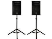 Acoustic Audio DR12 Passive 12 PA Speaker Pair and Stands 2 Way DJ Karaoke Speakers