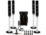 Acoustic Audio AAT1000 Tower 5.1 Speaker System with Optical Input Mic and 5 Extension Cables