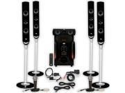 Acoustic Audio AAT1000 Tower 5.1 Speakers with Bluetooth Optical Input 2 Mics and 2 Extension Cables