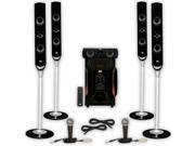 Acoustic Audio AAT1000 Tower 5.1 Speaker System with 2 Mics Powered Sub and 2 Extension Cables