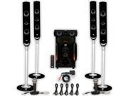 Acoustic Audio AAT1000 Tower 5.1 Speaker System with Bluetooth 2 Mics and 5 Extension Cables