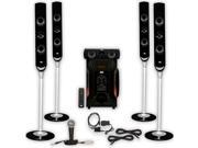 Acoustic Audio AAT1000 Tower 5.1 Speaker System with Optical Input Mic and 2 Extension Cables