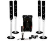Acoustic Audio AAT1000 Tower 5.1 Speaker System with Mic Powered Sub and 2 Extension Cables