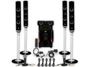 Acoustic Audio AAT1000 Tower 5.1 Speakers with Bluetooth Optical Input 2 Mics and 5 Extension Cables
