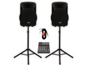 Technical Pro PVOLT15BT Bluetooth 15 Powered 3000W Speakers with Mixer and Stands PVOLT15BT MPK2