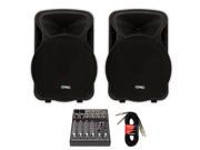 Technical Pro PVOLT15 PA DJ 15 Active 3000 Watt Speaker Pair with Mixer and Cables PVOLT15 MPR