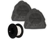 Theater Solutions 2R6L Outdoor Lava 6.5 Rock 2 Speaker Set with Wire for Yard Pool Spa Garden