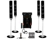 Acoustic Audio AAT1000 Tower 5.1 Speaker System with Optical Input Mic and 4 Extension Cables