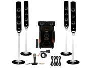 Acoustic Audio AAT1000 Tower 5.1 Speaker System with Bluetooth Mic and 4 Extension Cables