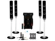 Acoustic Audio AAT1000 Tower 5.1 Speaker System with USB Bluetooth 2 Mics and 4 Extension Cables