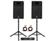 Acoustic Audio BR10 DJ Speaker Set with Amp Stands and Cables for PA Karaoke Band