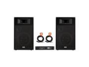 Acoustic Audio BR12 DJ Speaker Set 12 Passive Speakers Amplifier and Cables for PA Karaoke Band