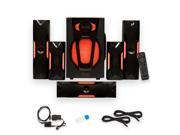 Theater Solutions TS523 Deluxe 5.1 Speaker System with LEDs USB Bluetooth Optical Input and 2 Ext. Cables