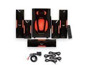 Theater Solutions TS523 Deluxe 5.1 Speaker System with LED Lights Bluetooth and 4 Ext. Cables