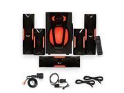 Theater Solutions TS523 Deluxe 5.1 Speaker System with LEDs Bluetooth Optical Input and 2 Ext. Cables