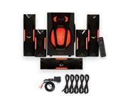 Theater Solutions TS523 Deluxe 5.1 Speaker System with LED Lights Bluetooth and 5 Ext. Cables