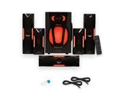 Theater Solutions TS523 Deluxe 5.1 Speaker System with LED Lights USB Bluetooth and 2 Ext. Cables