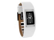 Pulsar Ladies Black Dial White Leather Band Quartz Watch PEG695