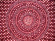 Batik Tulsi Leaf Tapestry-Versatile Home Decor-Red