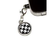 Preppy Houndstooth White Black Universal Fit 3.5mm Earphone Headset Jack Charm Anti-Dust Plug fits Mobile Cell Phone iPhone iPod iPad Galaxy
